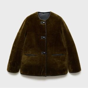 Mango Olive Teddy Jacket